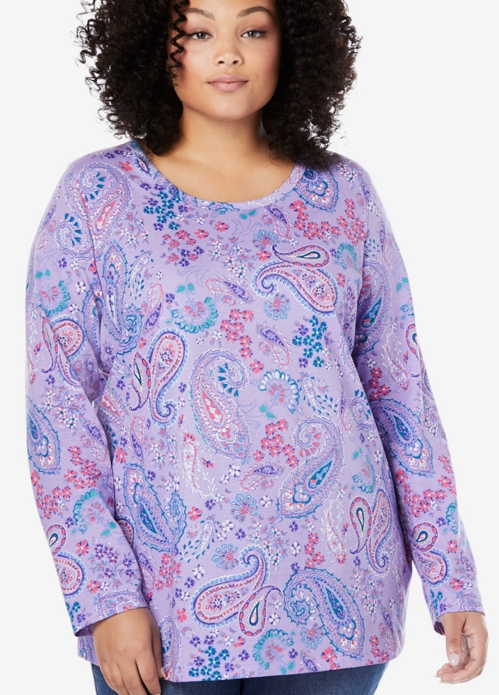 WOMAN W/IN | Perfect Crewneck Long Sleeve Tee/1X
